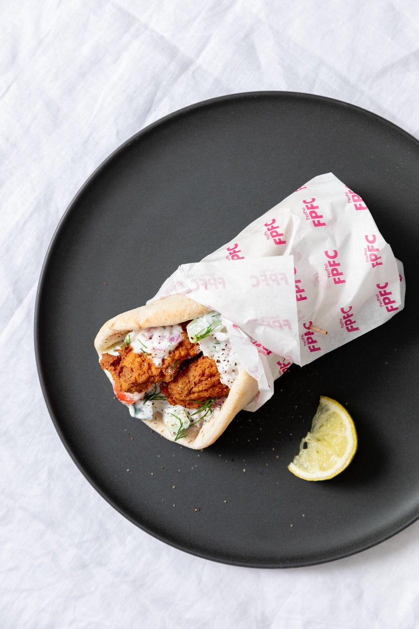 FPFC Chicken Pita with Tzatziki and Cucumber Salad