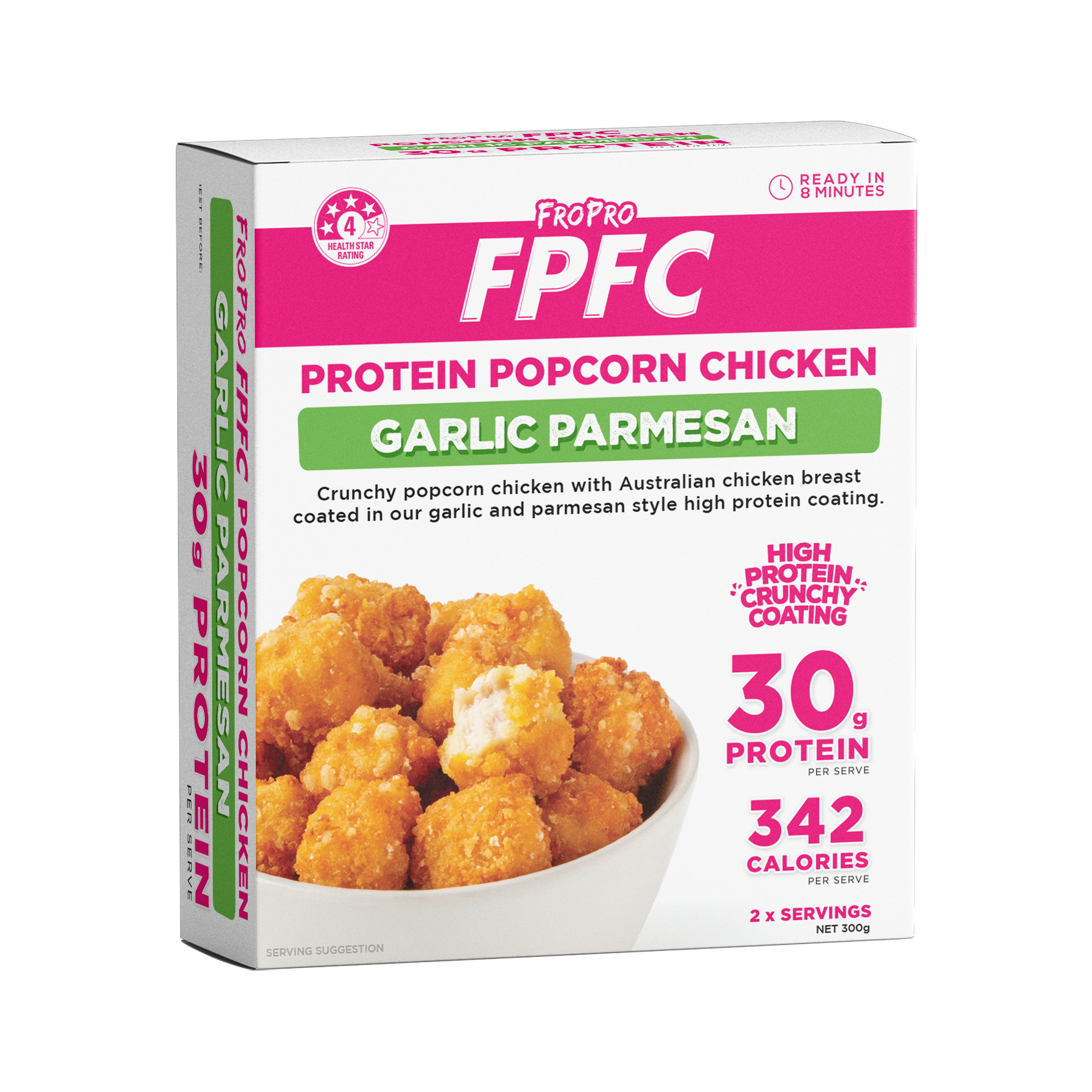 FroPro Protein Popcorn Chicken 300g - Garlic Parmesan - render