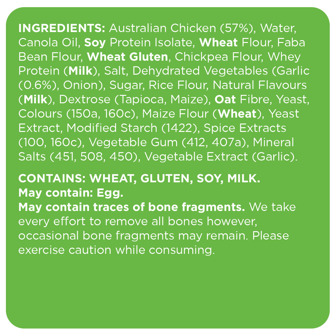 FroPro Protein Popcorn Chicken 200g - garlic parmesan - Ingredients