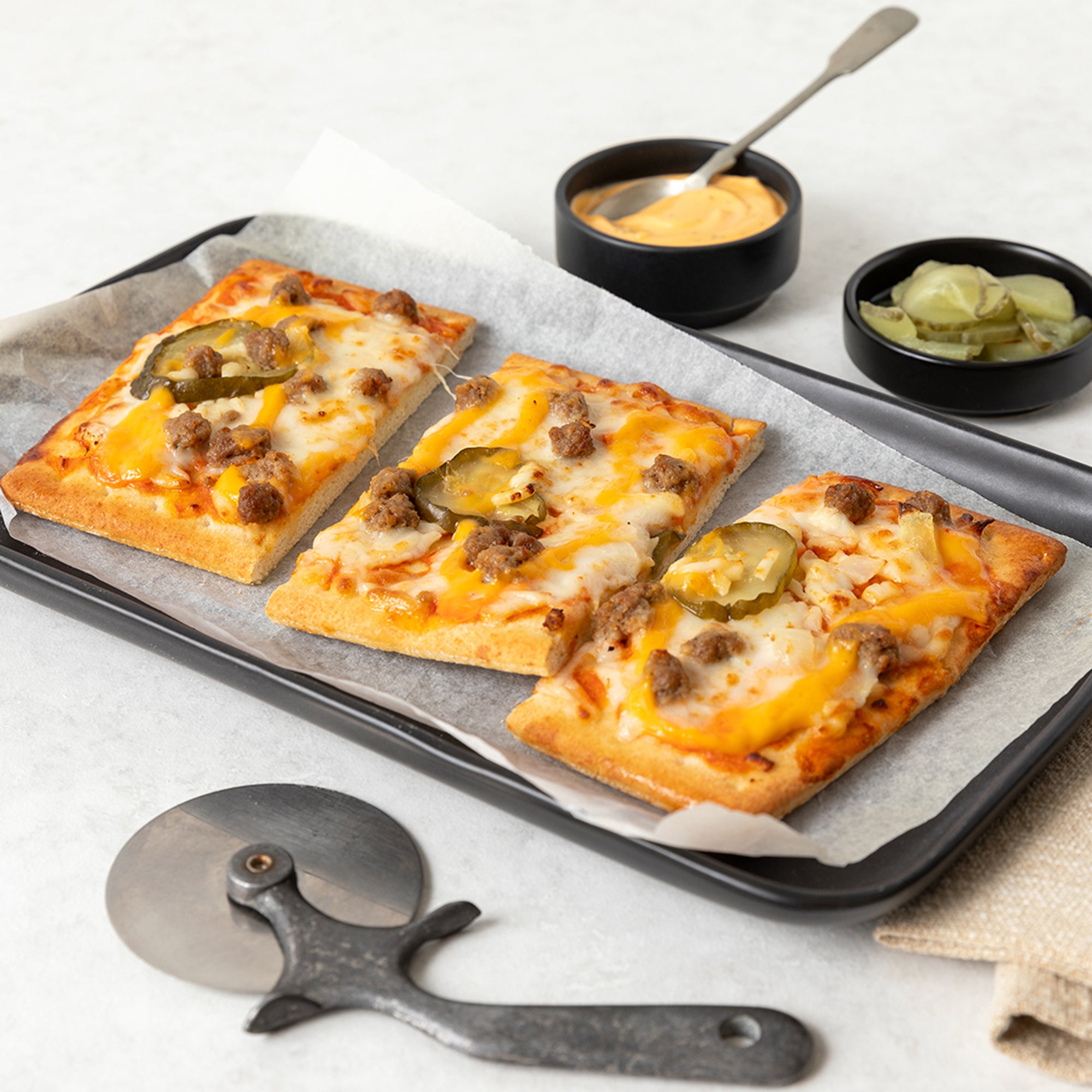Cheeseburger Pizza Slices